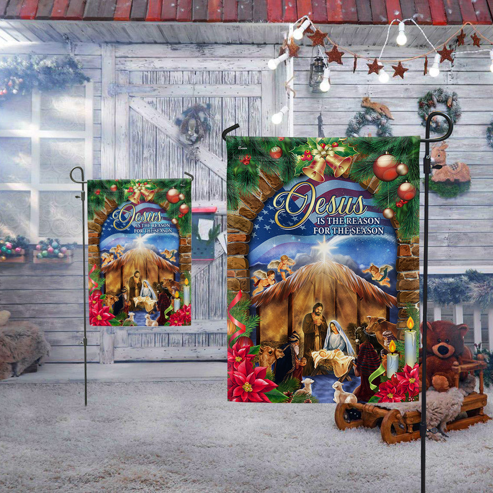 Nativity of Jesus Christmas Flag Jesus Is The Reason For The Season Flag