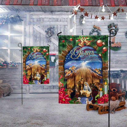 Nativity of Jesus Christmas Flag Jesus Is The Reason For The Season Flag