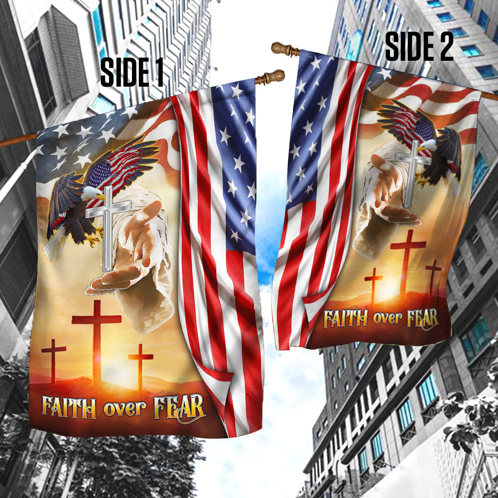 Faith Over Fear Jesus Cross Flag