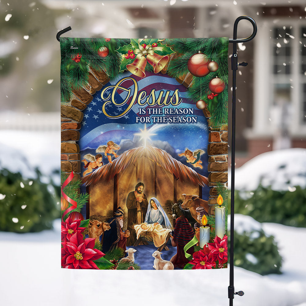 Nativity of Jesus Christmas Flag Jesus Is The Reason For The Season Flag