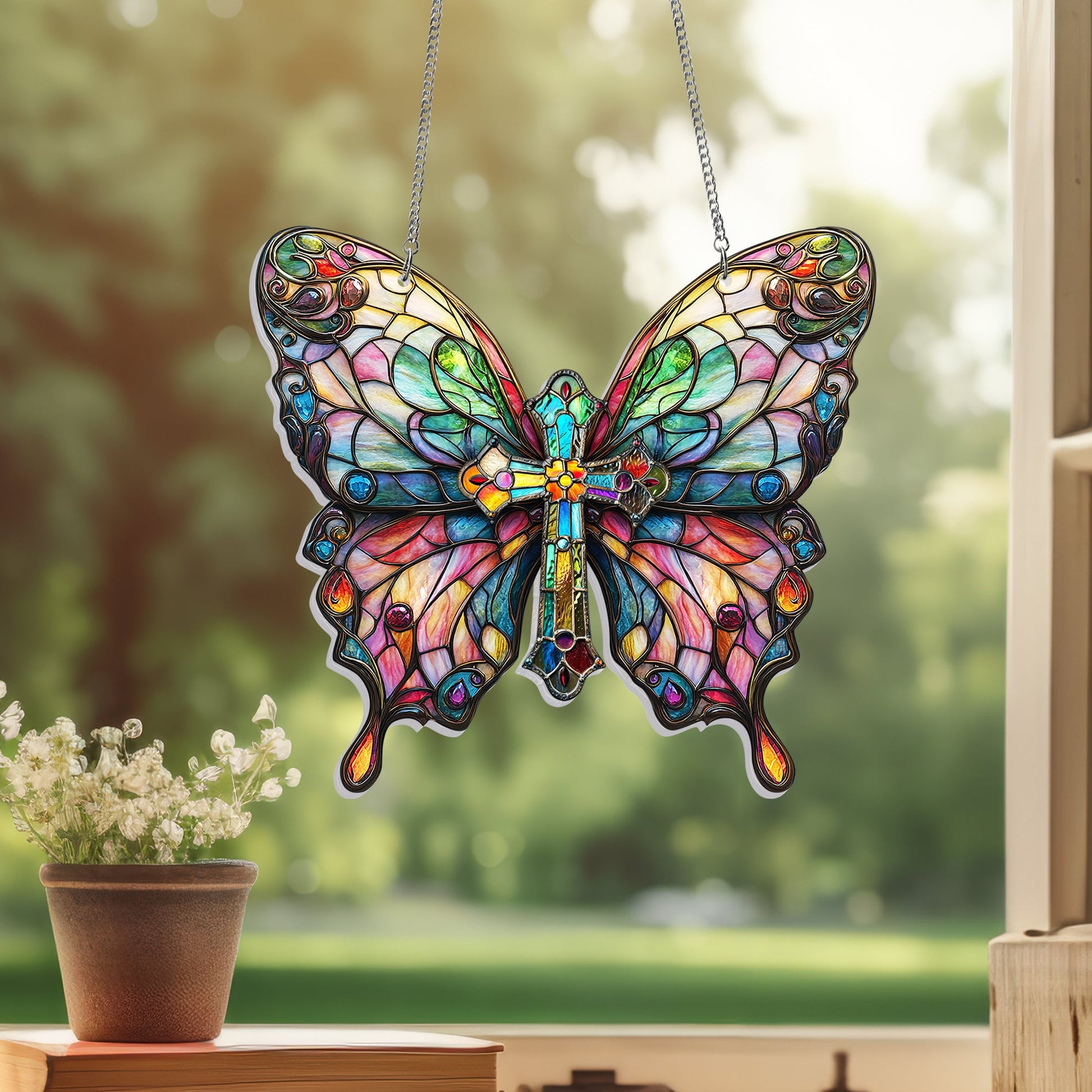 Christian Butterfly Acrylic Suncatcher Hanging