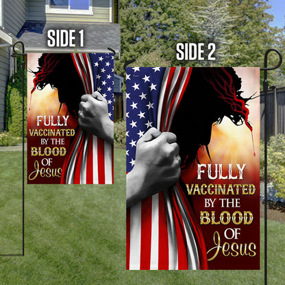 Fully Vaccinated By The Blood Of Jesus Flag QNN555Fv3