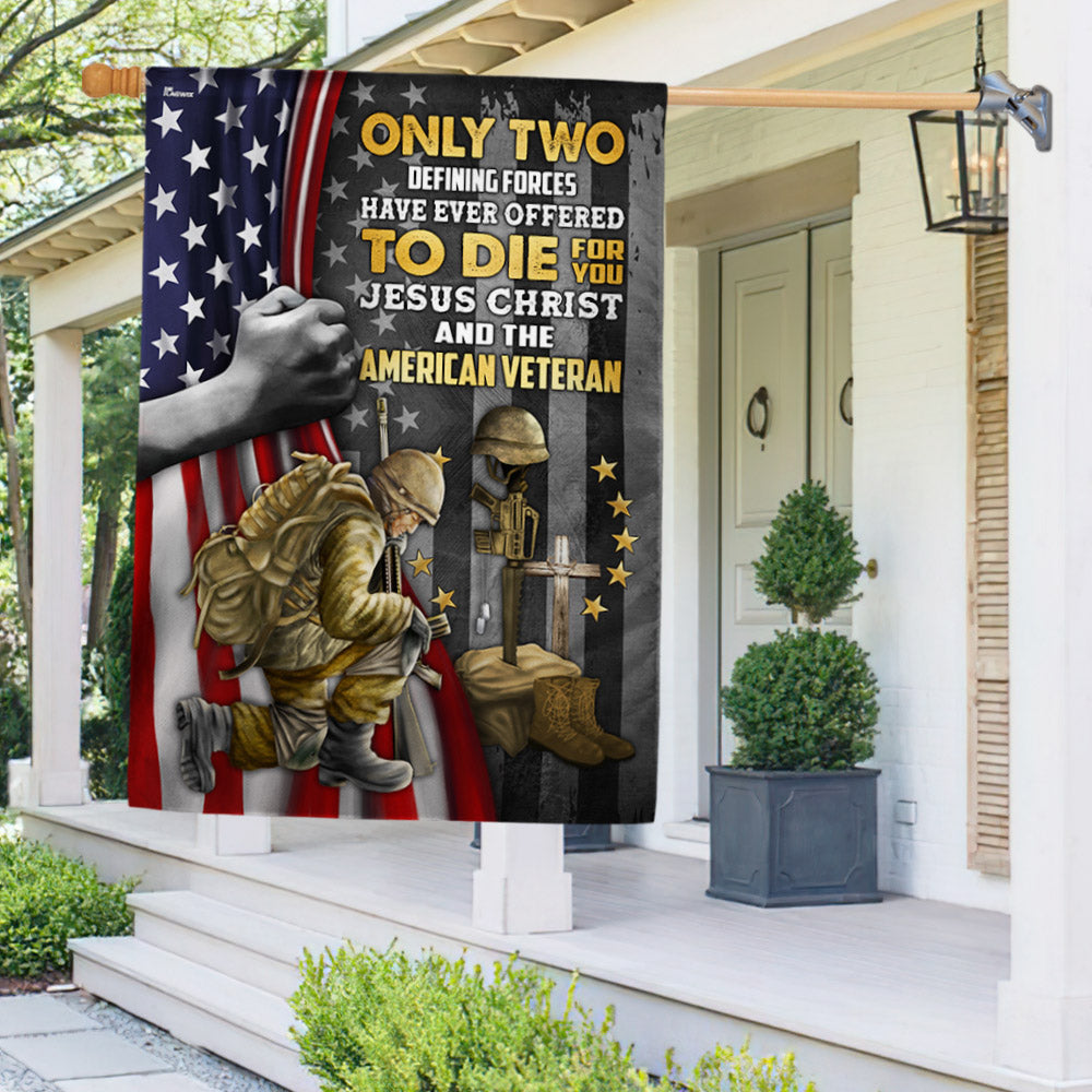 Jesus Christ And The American Veteran Flag, Veterans Day Decor