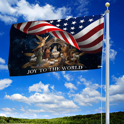 Nativity Of Jesus Christmas Joy To The World Grommet Flag