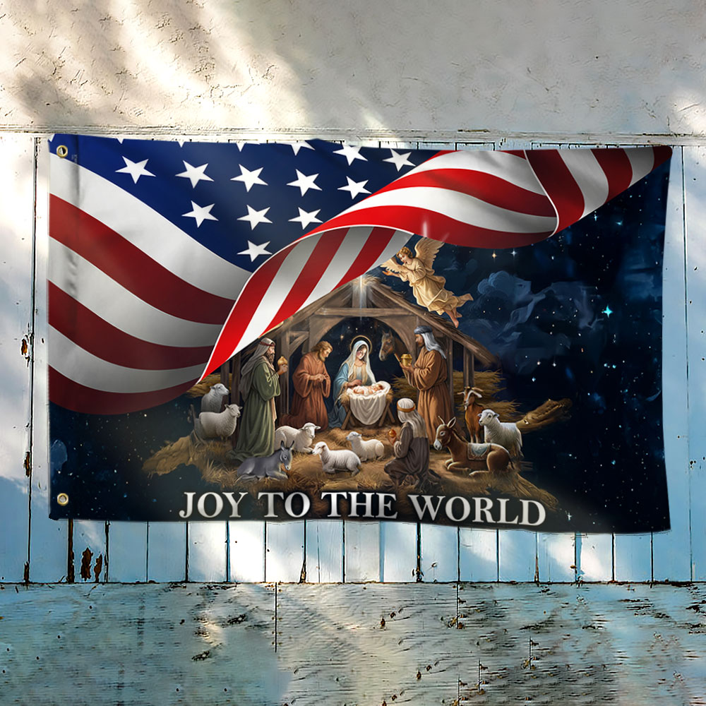 Nativity Of Jesus Christmas Joy To The World Grommet Flag
