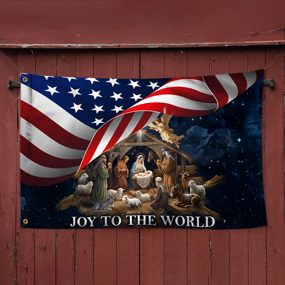 Nativity Of Jesus Christmas Joy To The World Grommet Flag