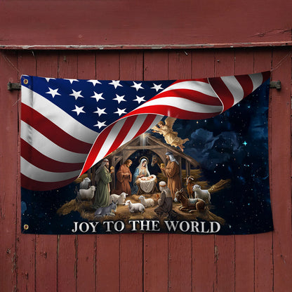 Nativity Of Jesus Christmas Joy To The World Grommet Flag