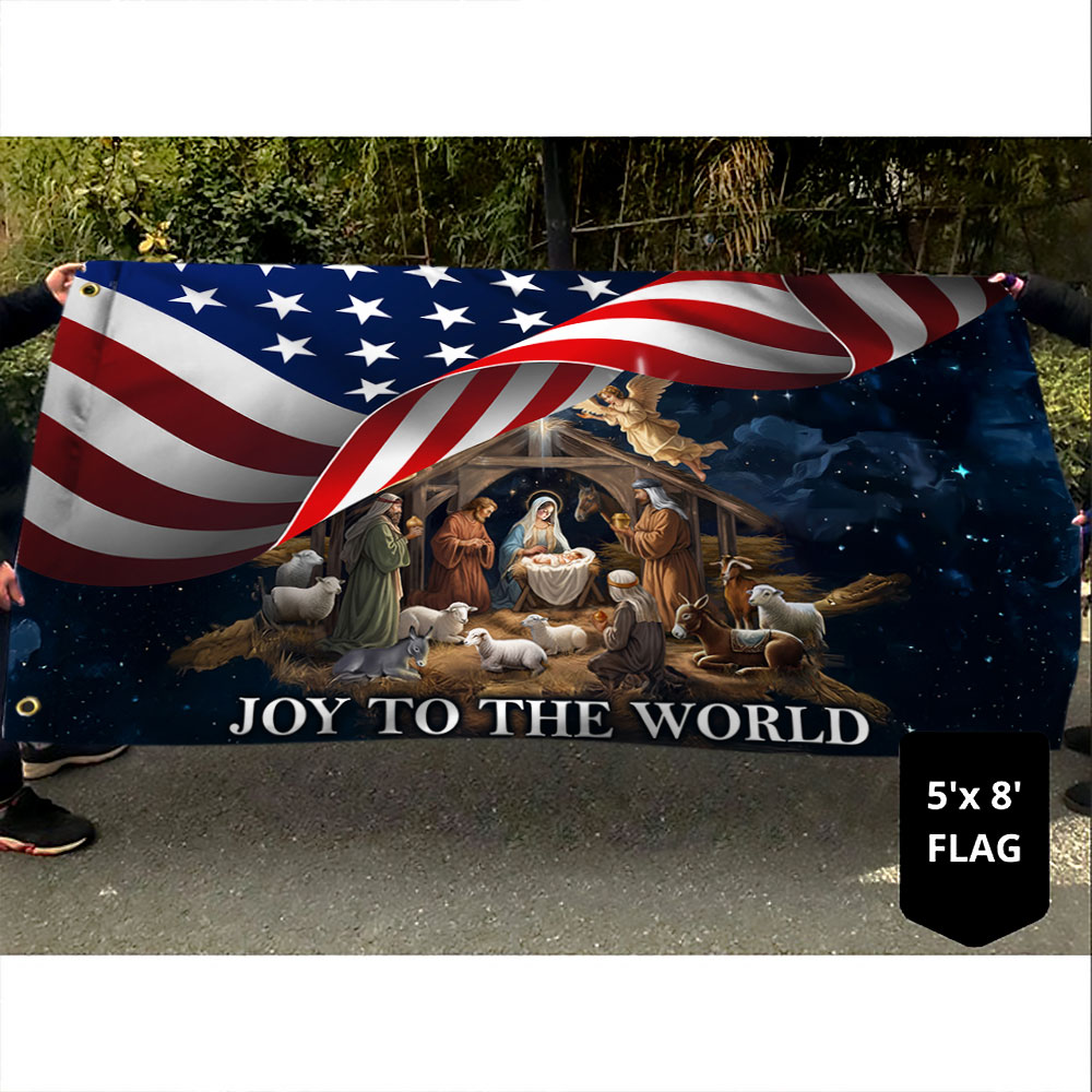 Nativity Of Jesus Christmas Joy To The World Grommet Flag