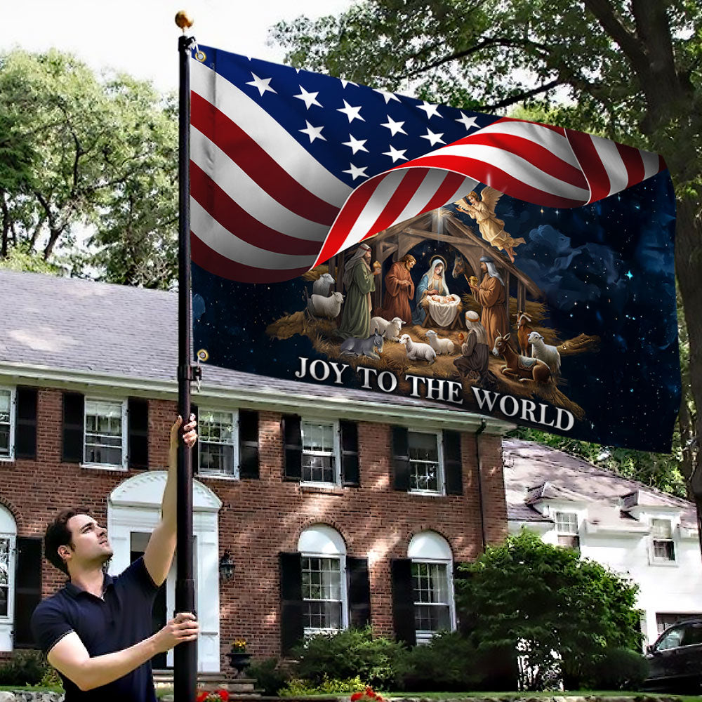 Nativity Of Jesus Christmas Joy To The World Grommet Flag