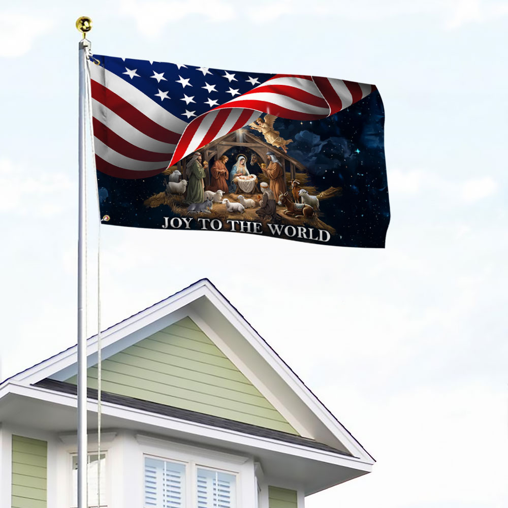 Nativity Of Jesus Christmas Joy To The World Grommet Flag