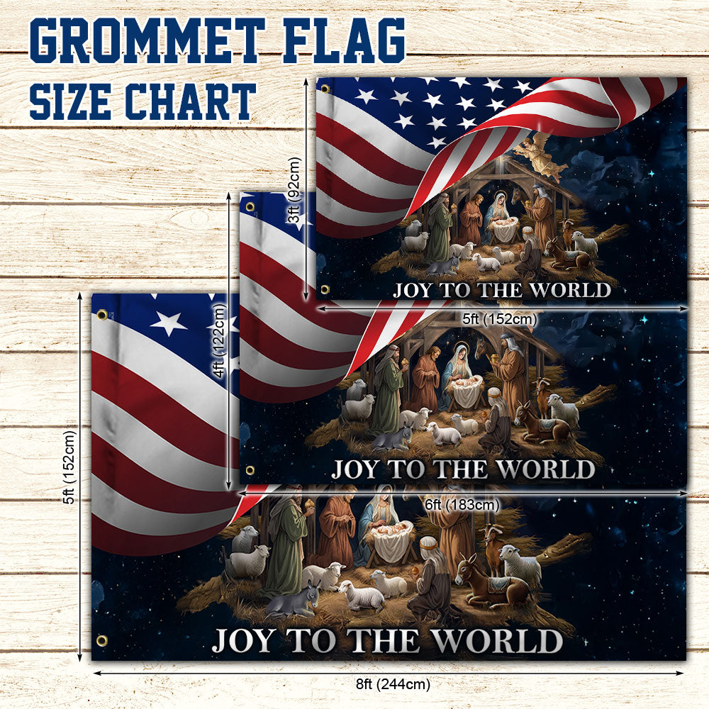 Nativity Of Jesus Christmas Joy To The World Grommet Flag
