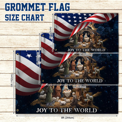 Nativity Of Jesus Christmas Joy To The World Grommet Flag