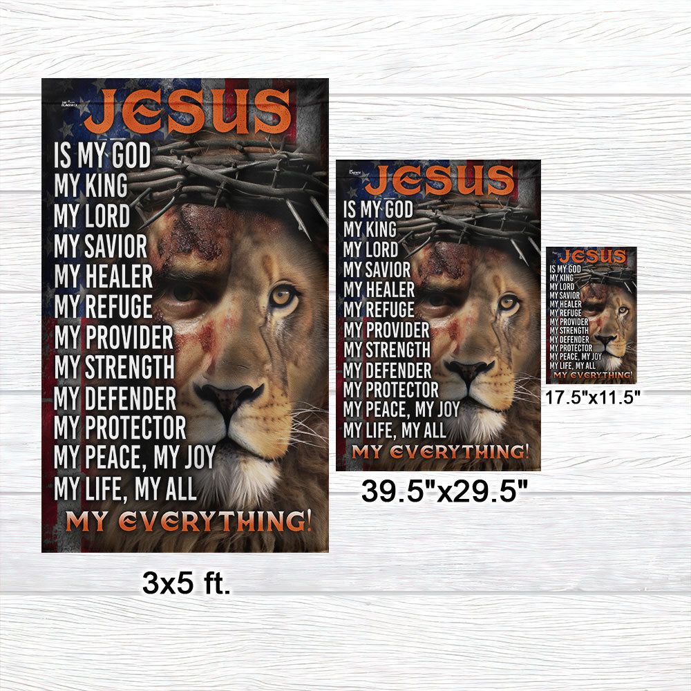 Jesus Is My God, My Everything, Lion Christian Cross Jesus Flag