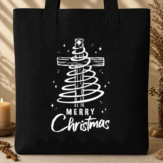 Merry Christmas Cross 01 Tote Bag