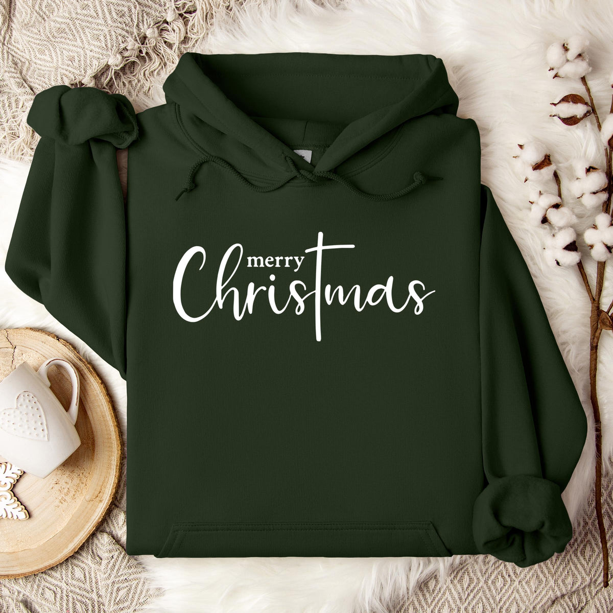 Merry Christmas Cross Hoodie