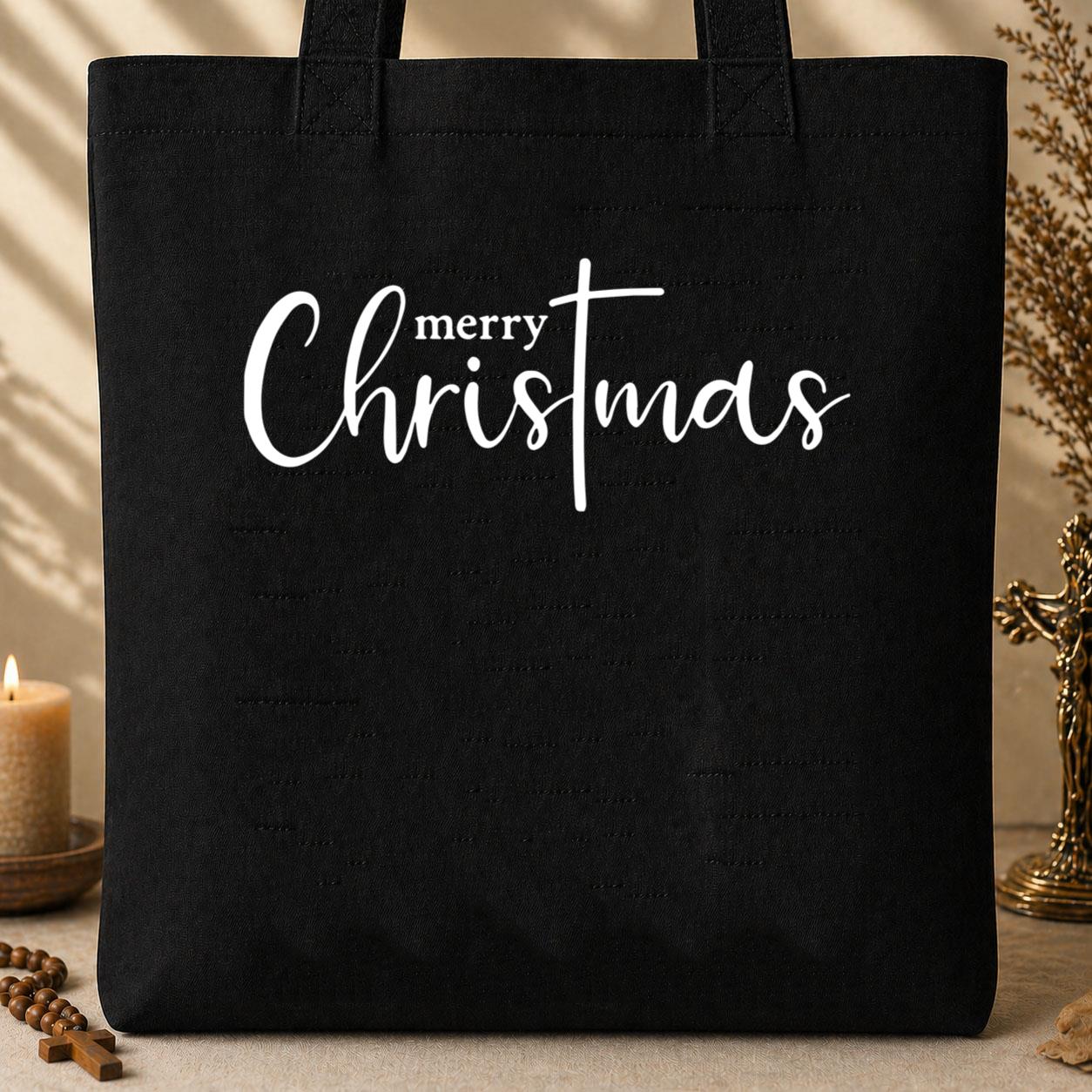 Merry Christmas Cross Tote Bag