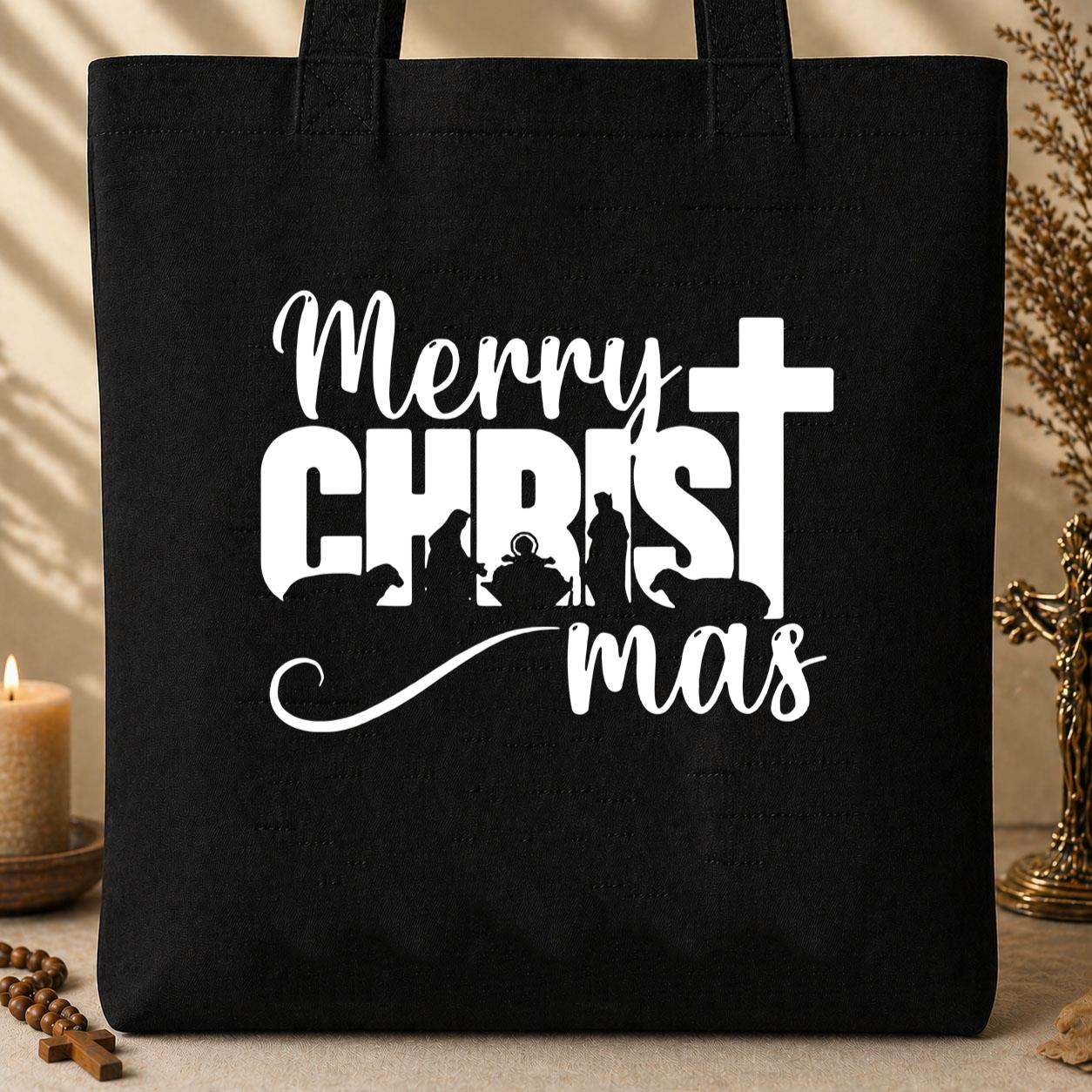 Merry Christmas Nativity Tote Bag