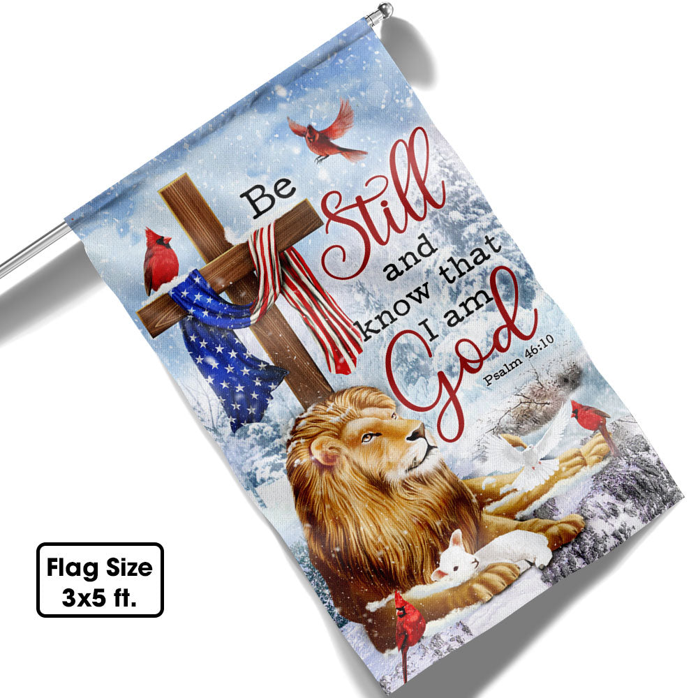 Be Still And Know That I Am God Lion of Judah Christmas Flag