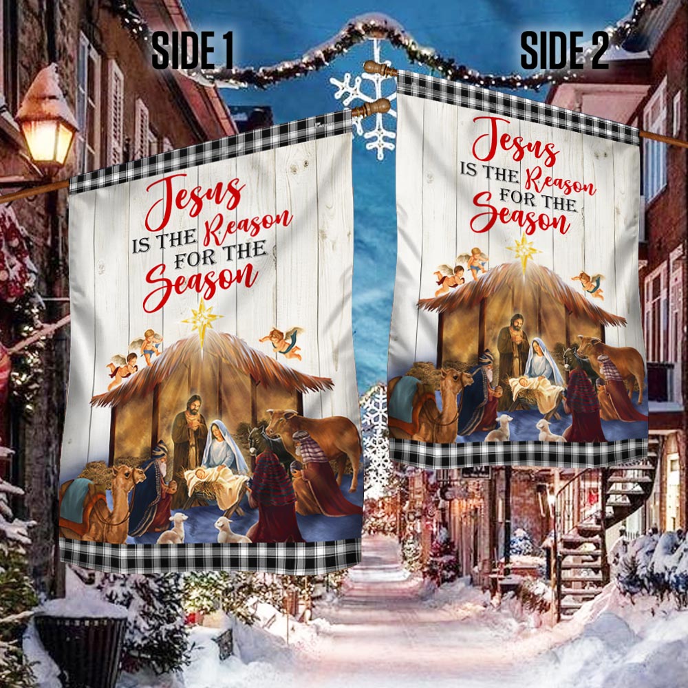 Holy Family Nativity of Jesus Christmas Flag Jesus Is The Reason For The Season Flag
