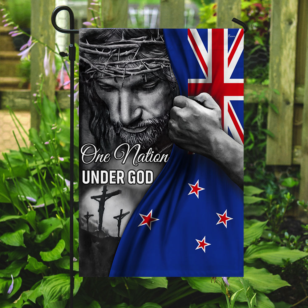 Jesus Flag Jesus One Nation Under God New Zealand Flag TRL1253Fv4