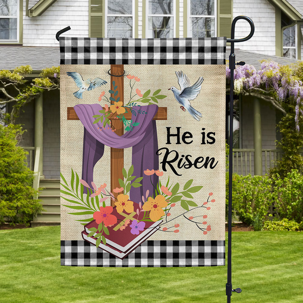 Easter Christian Cross Jesus Christ He Is Risen Flag