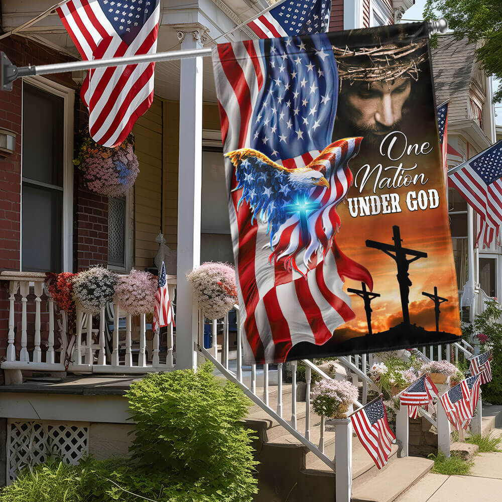 Flagwix American Flag - One Nation Under God, Jesus Christian American Patriotic Eagle Flag
