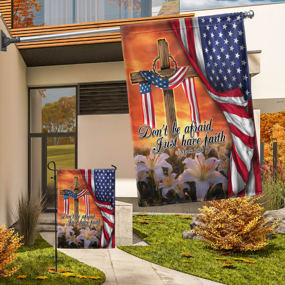 Flagwix American Flag - Just Have Faith The Old Rugged Cross. Christian Cross American Flag TPT926Fn