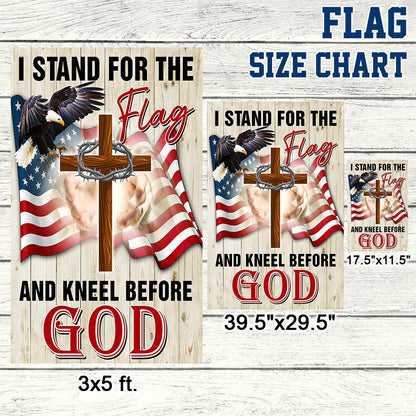 Veterans Day Flag, Jesus Christ American Flag I Stand For The Flag and Kneel Before God Flag