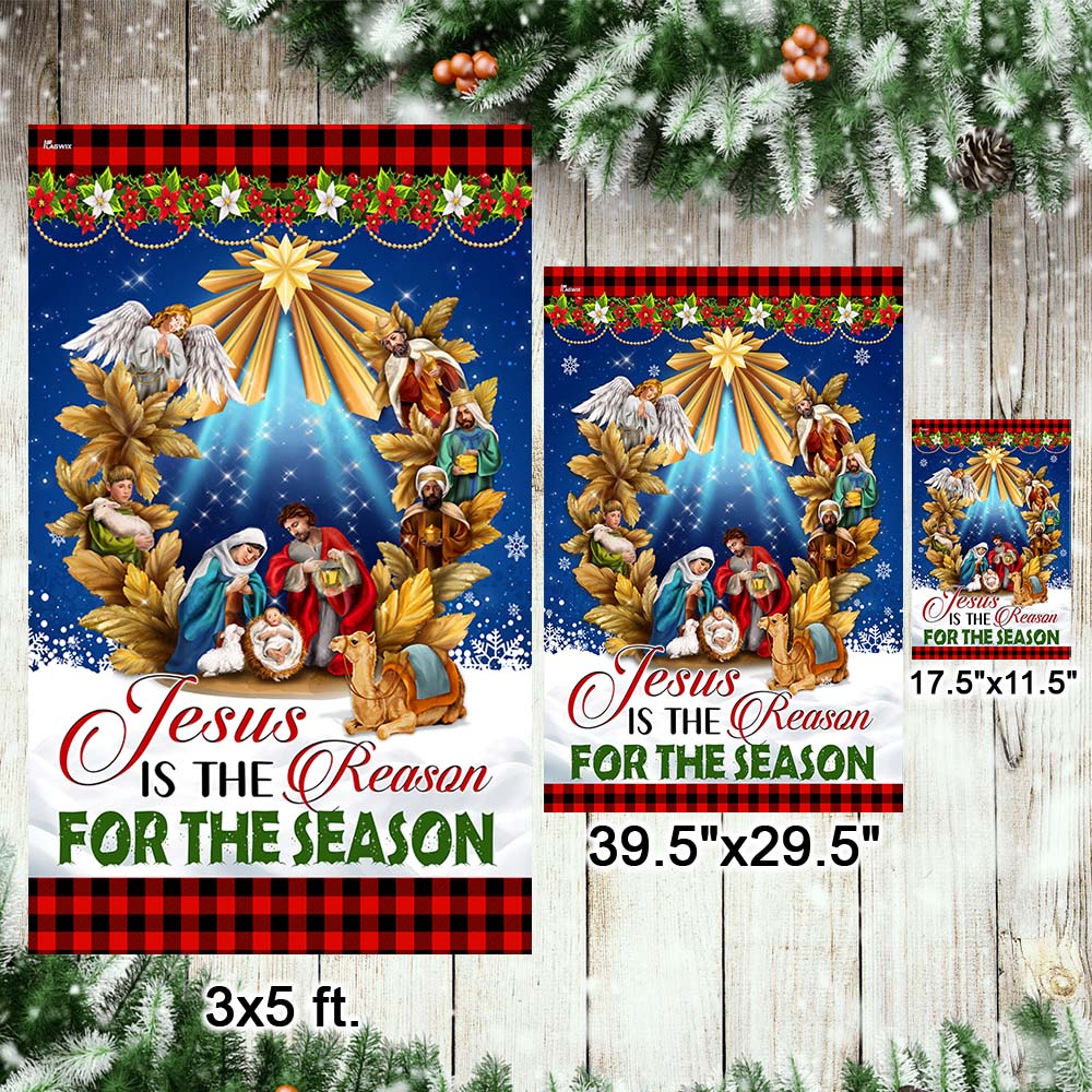 Jesus Christmas Flag Jesus Is The Reason For The Season Holy Night Nativity of Jesus Flag
