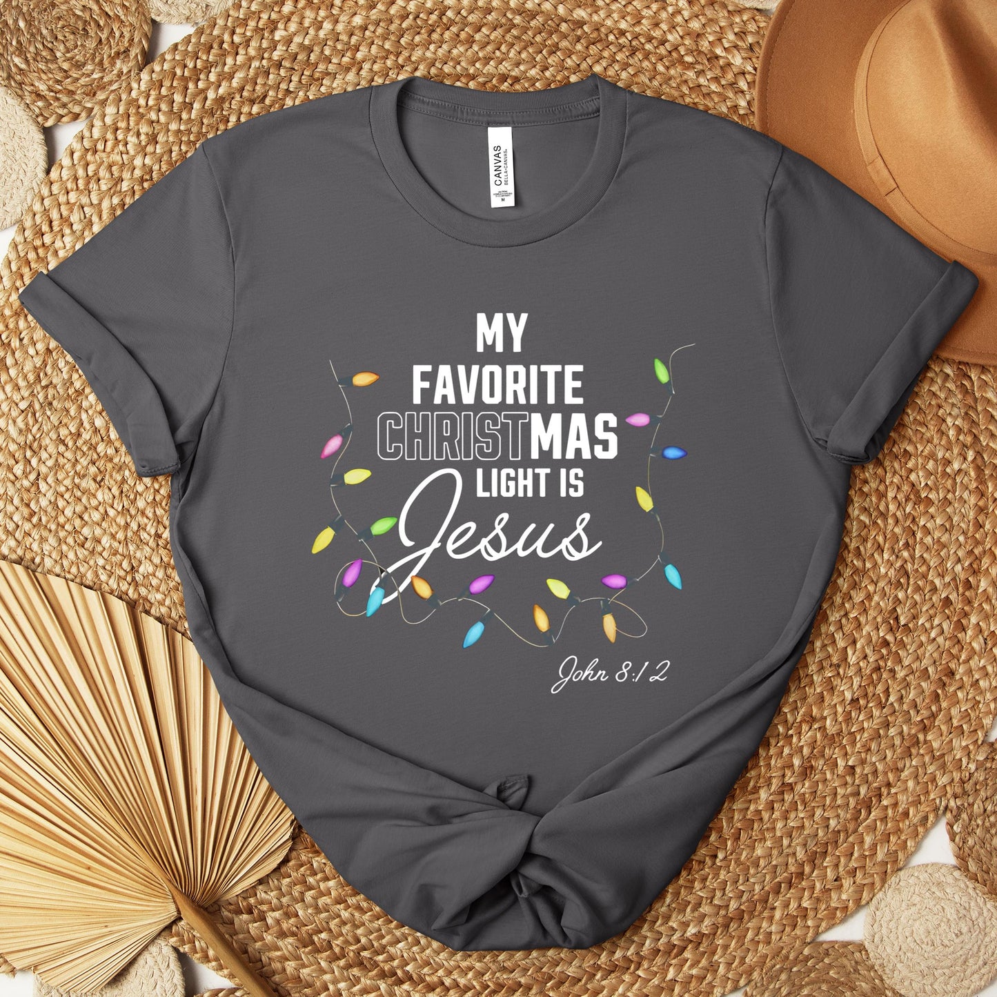 My Favorite Christmas Light Is Jesus John 8.12 Premium T-shirt