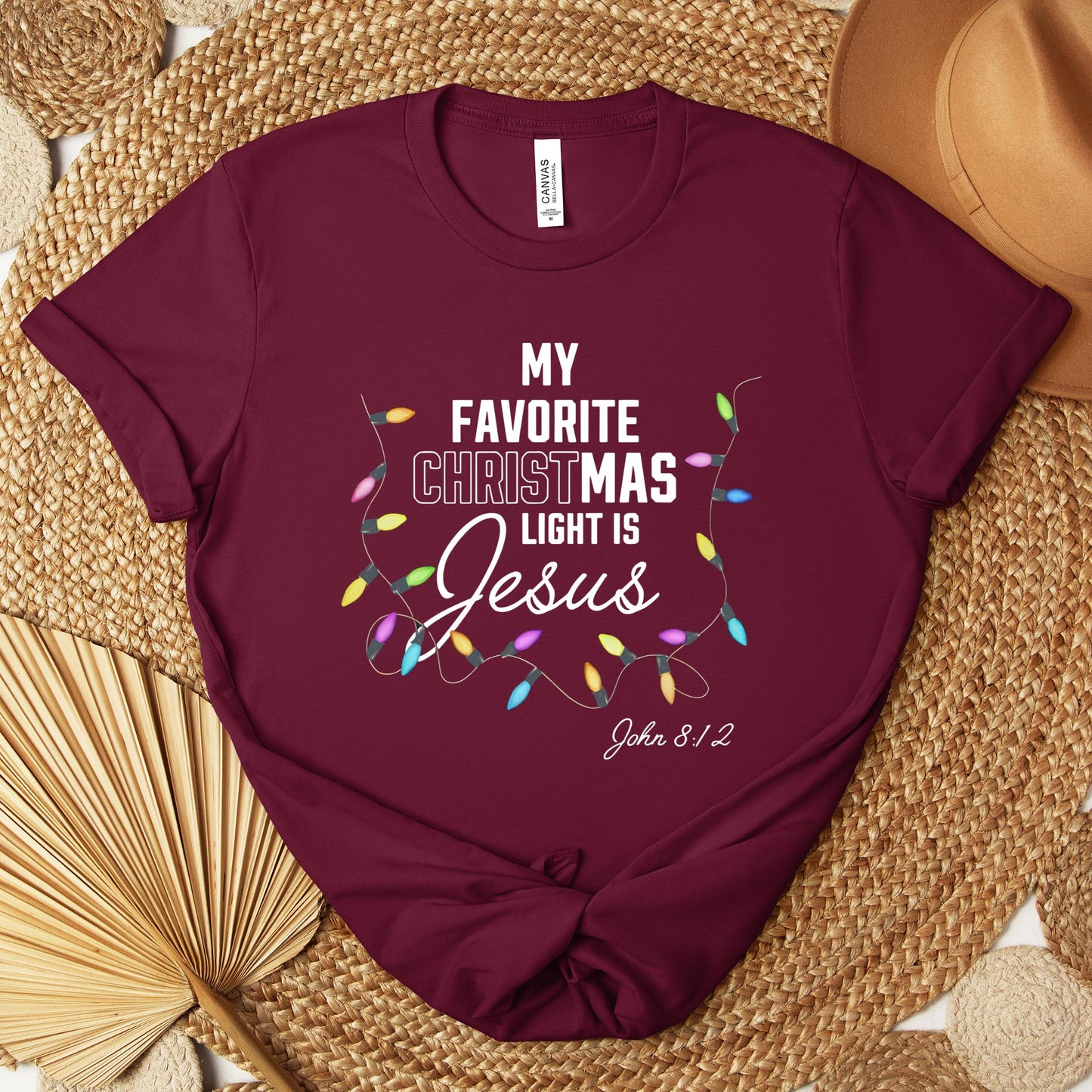 My Favorite Christmas Light Is Jesus John 8.12 Premium T-shirt