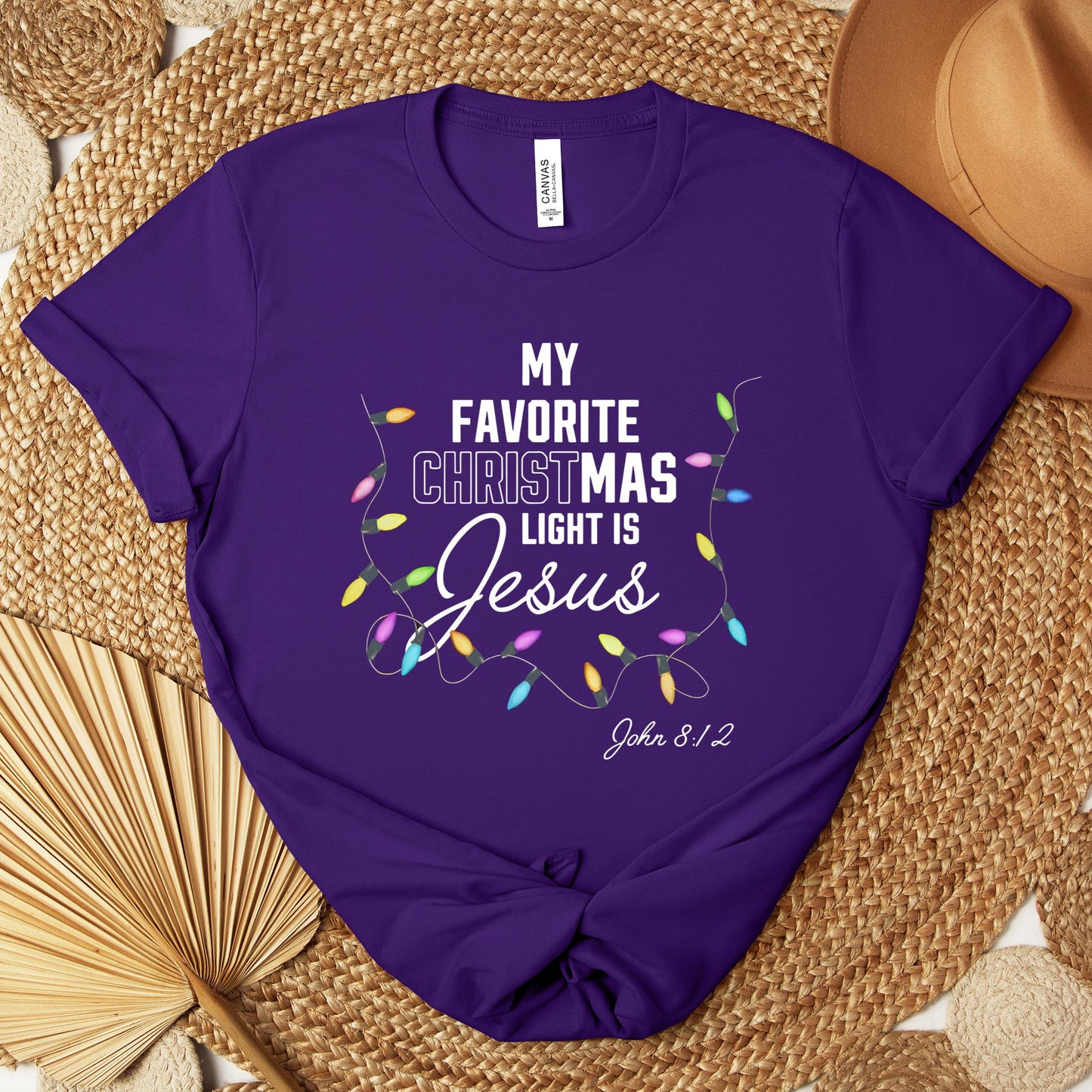 My Favorite Christmas Light Is Jesus John 8.12 Premium T-shirt