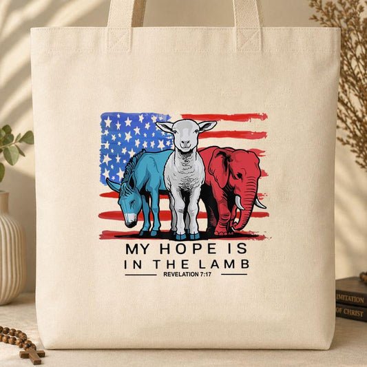 My Hope Is In The Lamb Revelation 7.17 01 Tote Bag