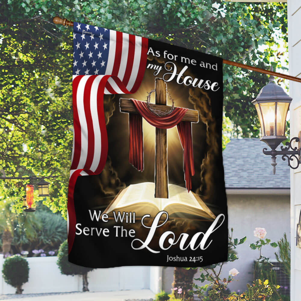 Jesus As For Me And My House, We Will Serve The Lord Jesus Christian Flag  3-Day Shipping
