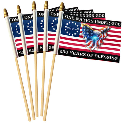 250 Years of Blessing Flag, Christian Cross Eagle Handheld American Flag