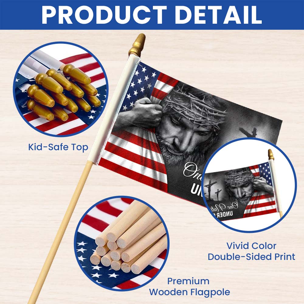 One Nation Under God Handheld Flag, Jesus Christian American Flag
