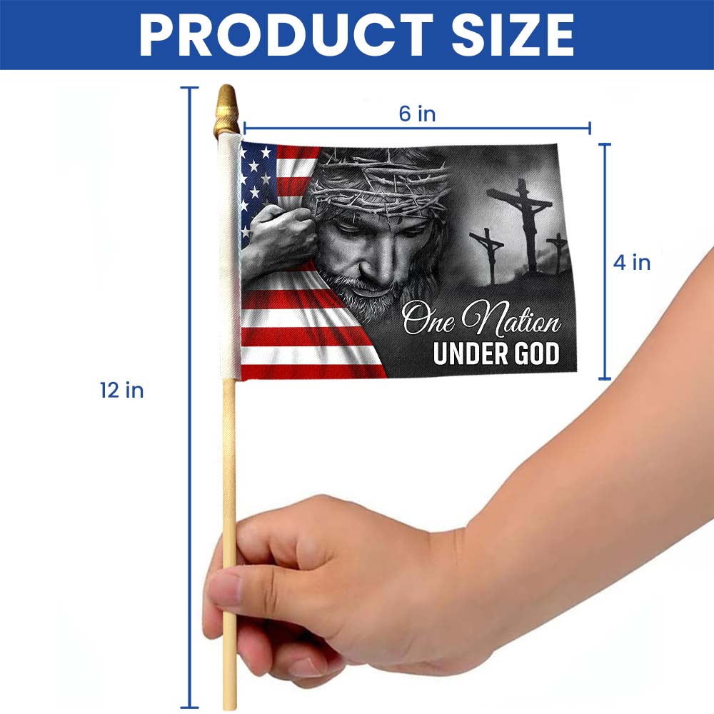 One Nation Under God Handheld Flag, Jesus Christian American Flag