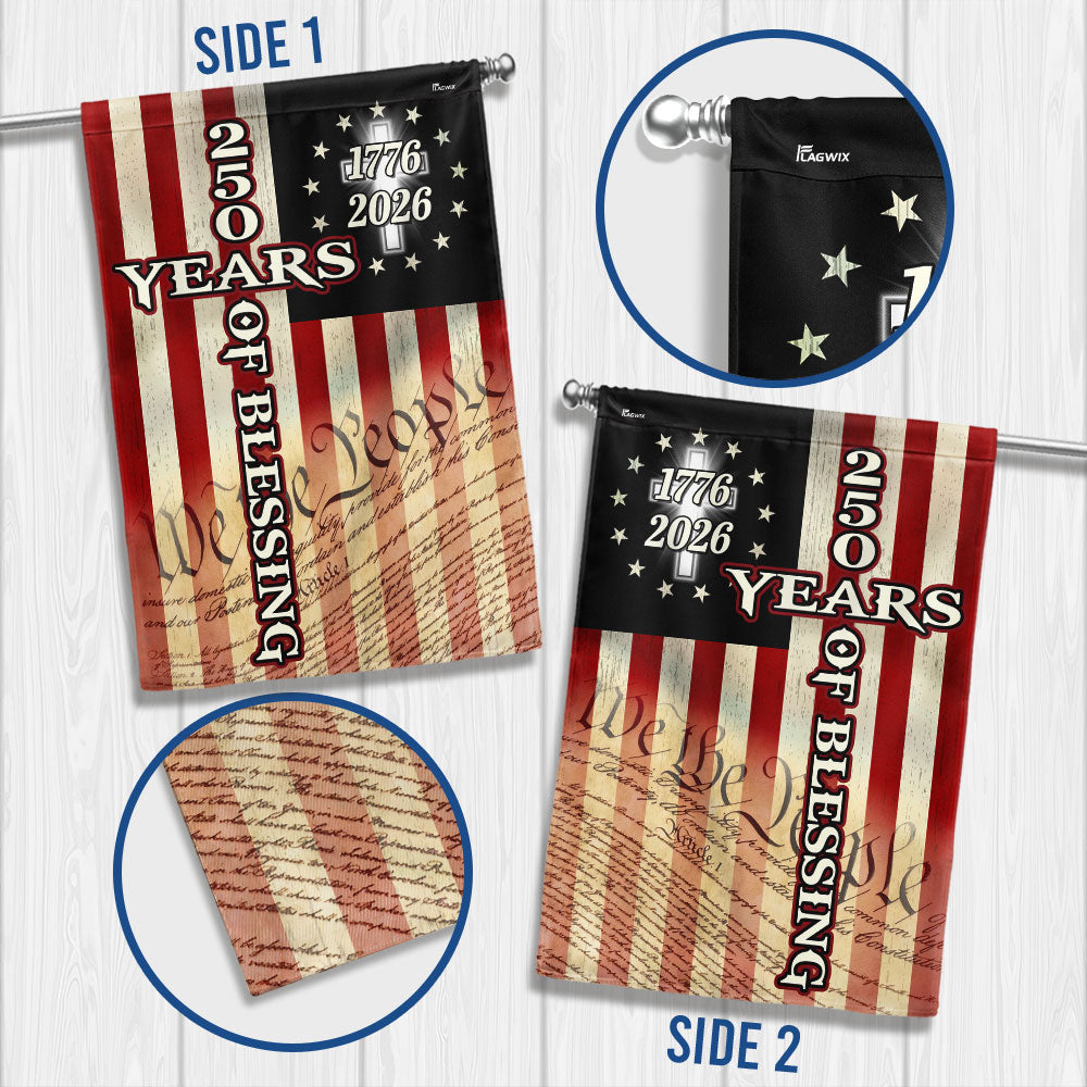 250 Years of Blessing Flag, 1776 2026 We The People Christian Cross Decor