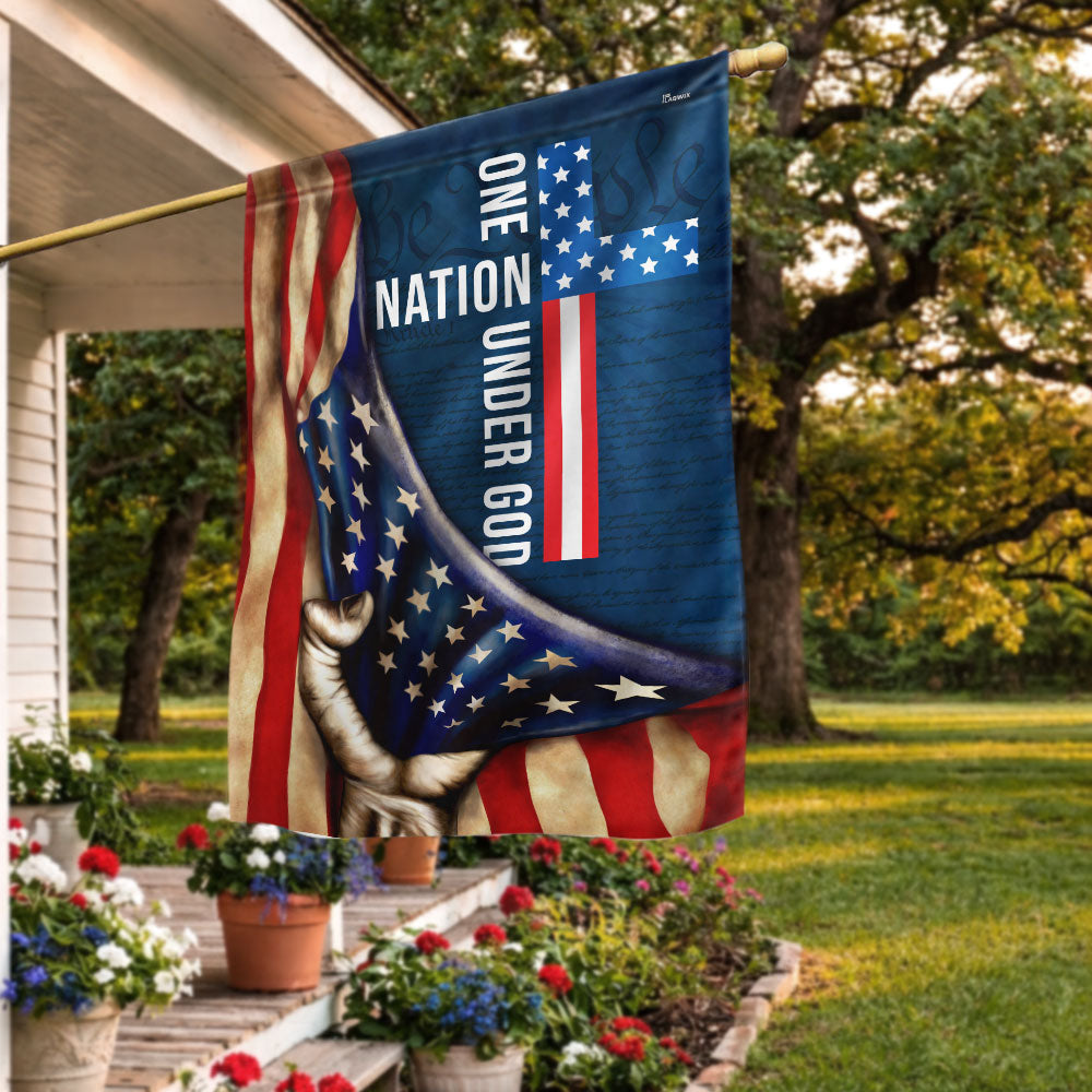 One Nation Under God Flag, Cross American Patriot US Flag
