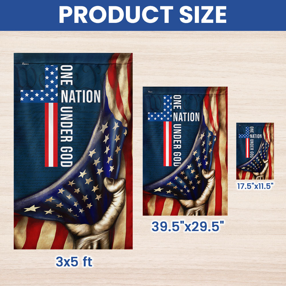 One Nation Under God Flag, Cross American Patriot US Flag
