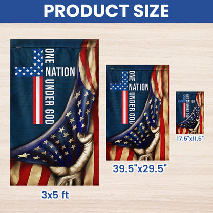 One Nation Under God Flag, Cross American Patriot US Flag