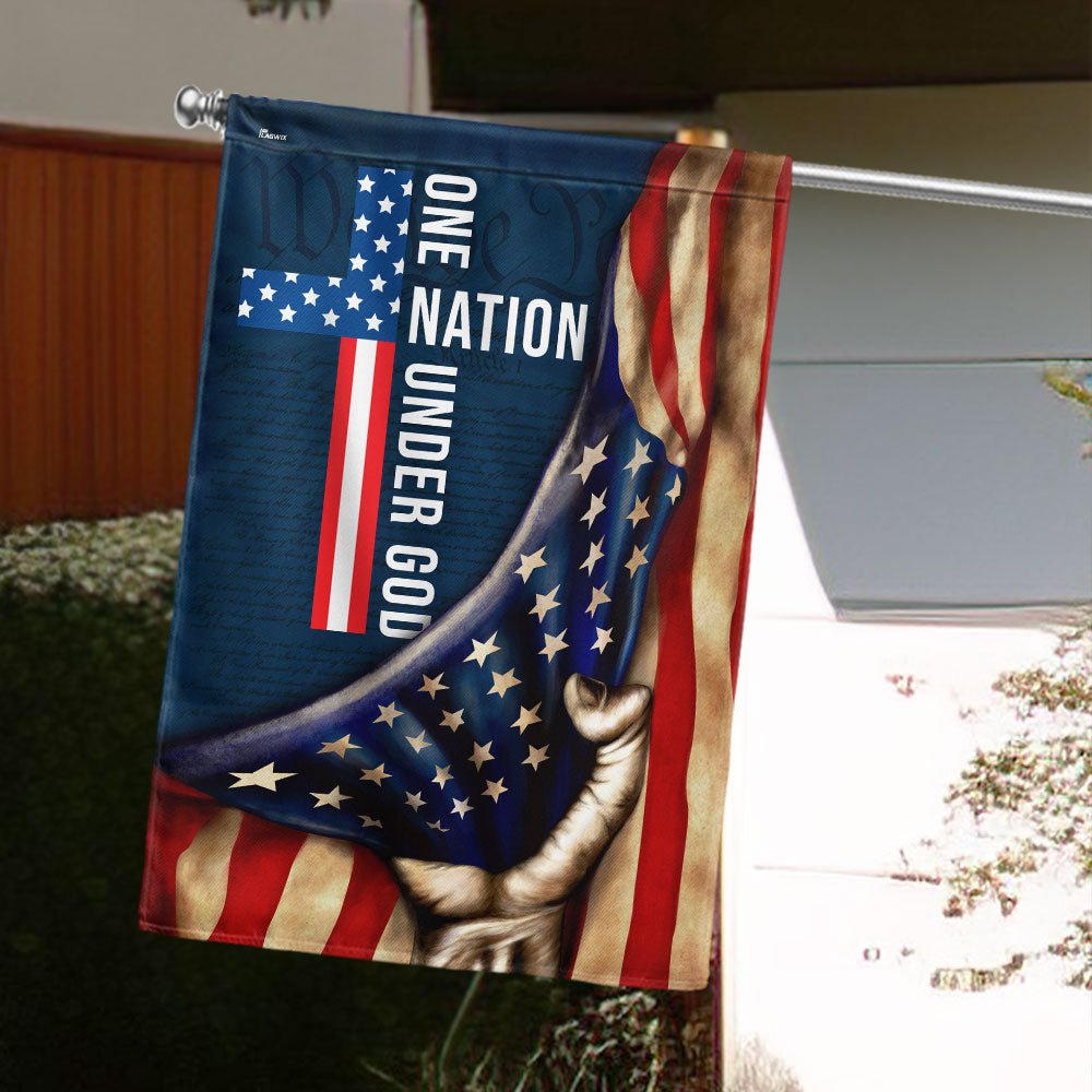 One Nation Under God Flag, Cross American Patriot US Flag