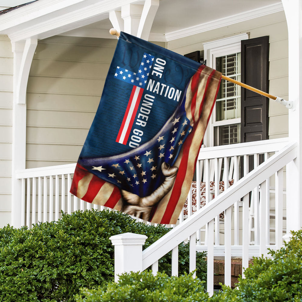 One Nation Under God Flag, Cross American Patriot US Flag