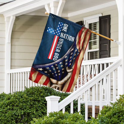One Nation Under God Flag, Cross American Patriot US Flag