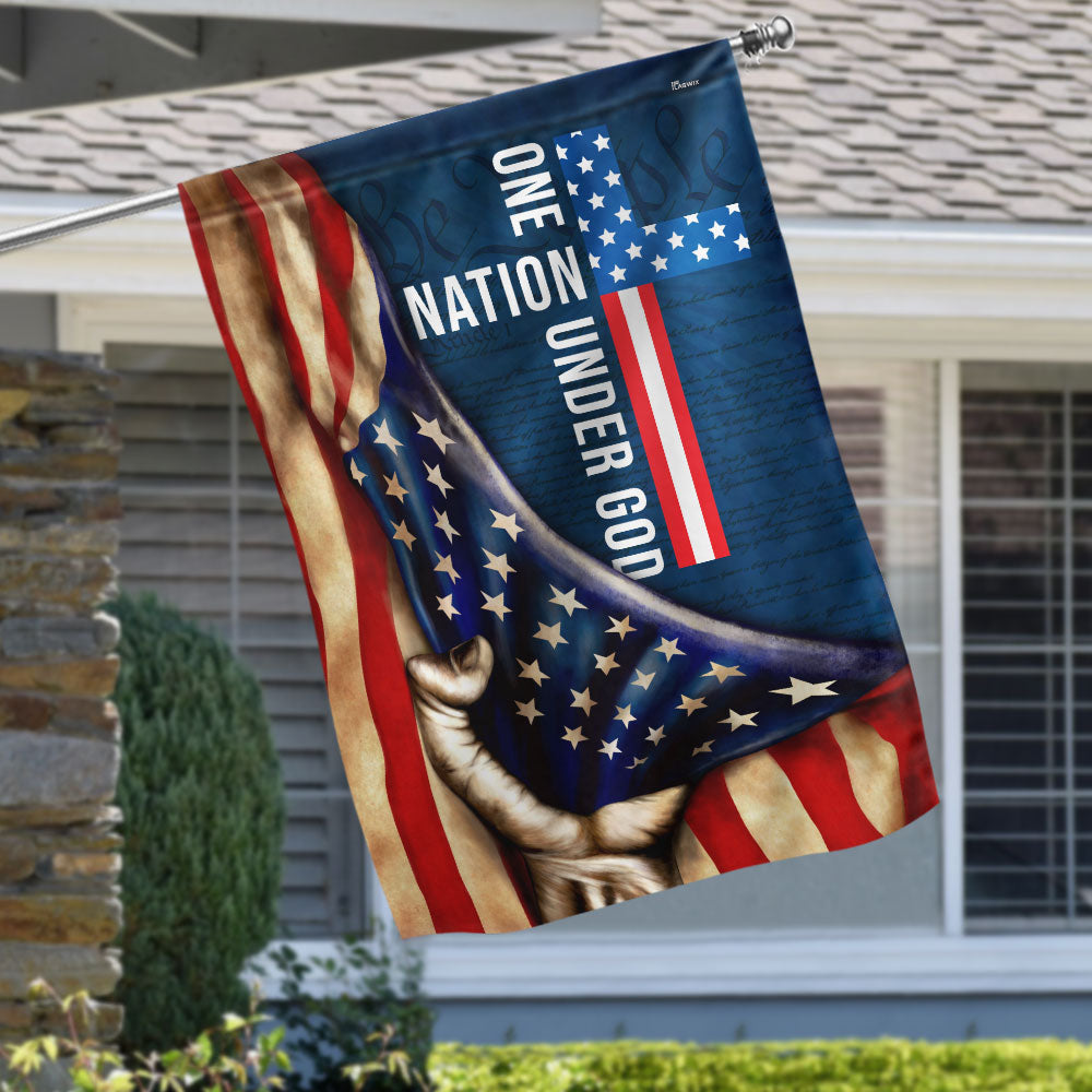 One Nation Under God Flag, Cross American Patriot US Flag
