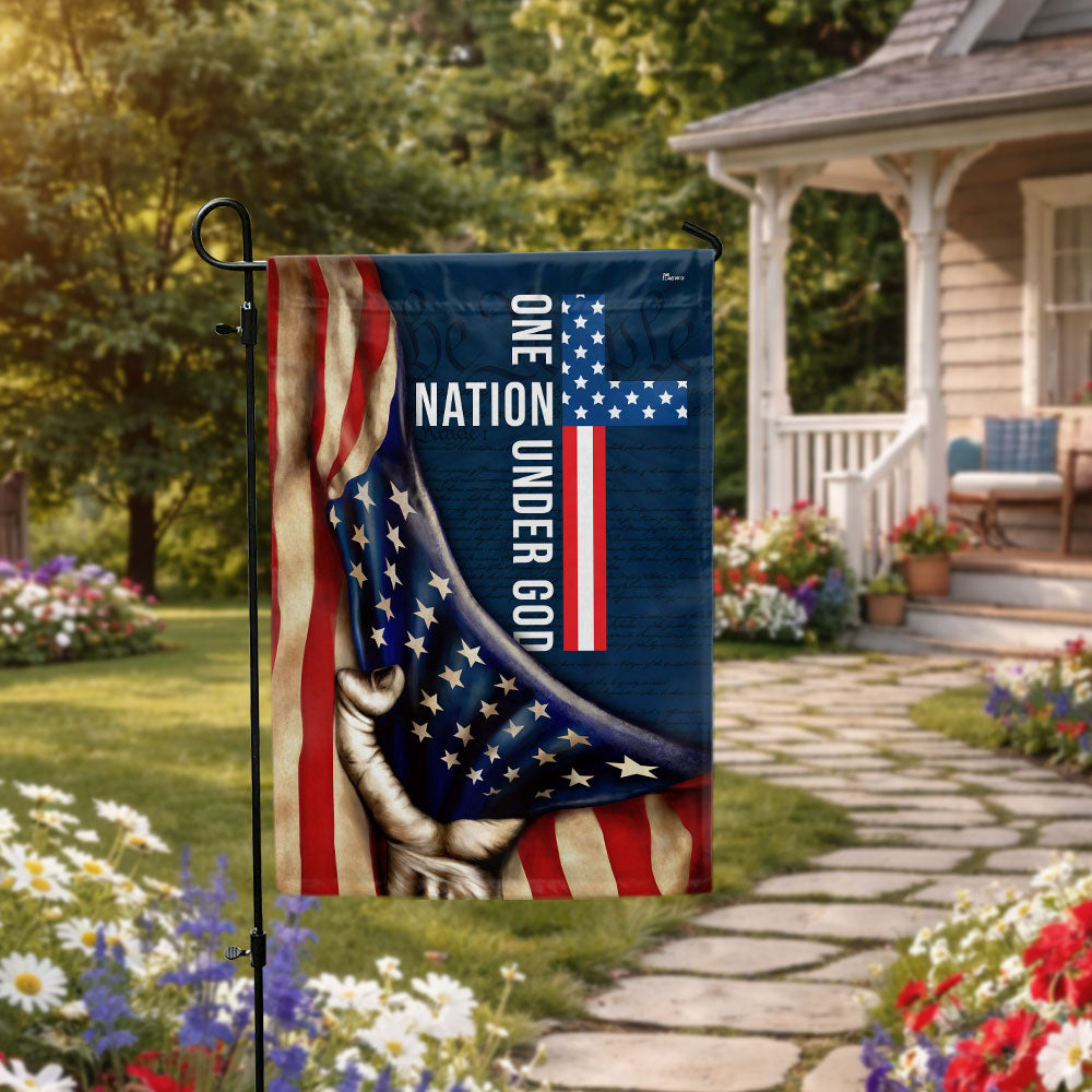 One Nation Under God Flag, Cross American Patriot US Flag