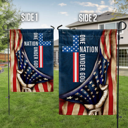 One Nation Under God Flag, Cross American Patriot US Flag