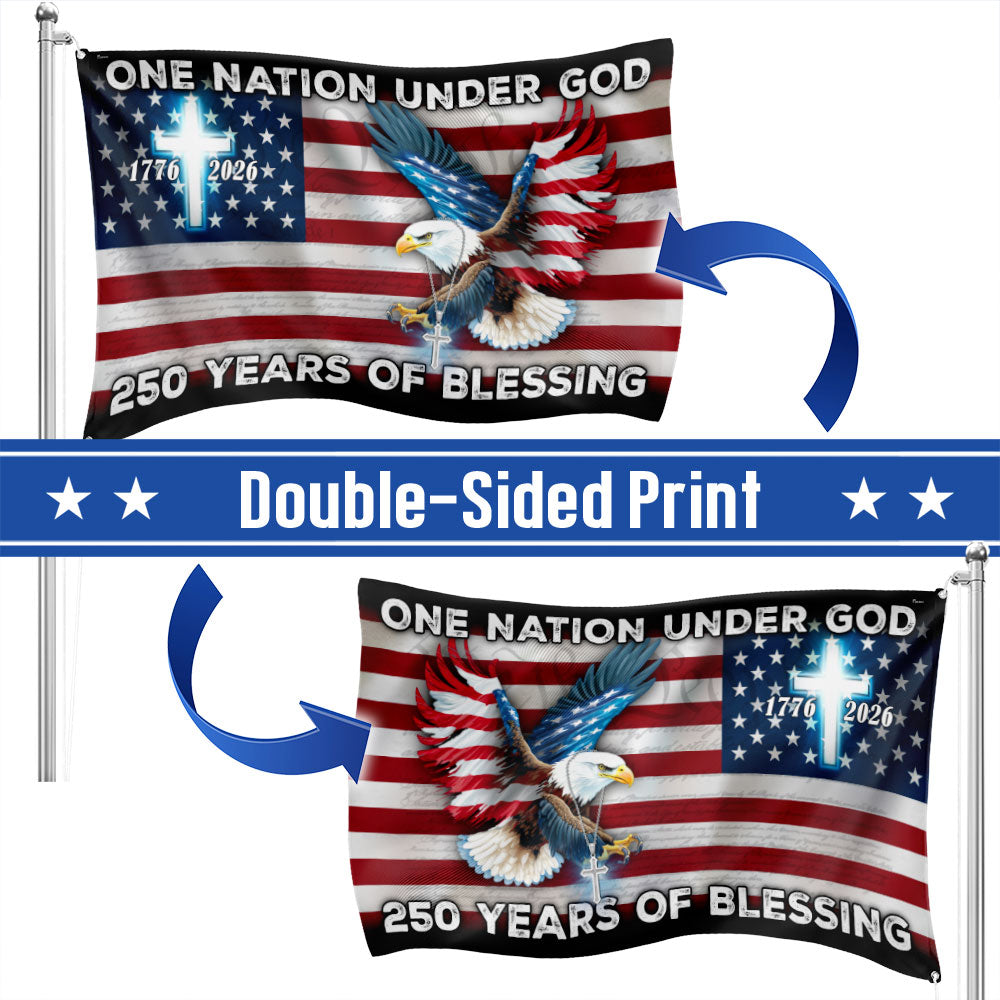 250 Years of Blessing American Grommet Flag, One Nation Under God Eagle Cross Decoration
