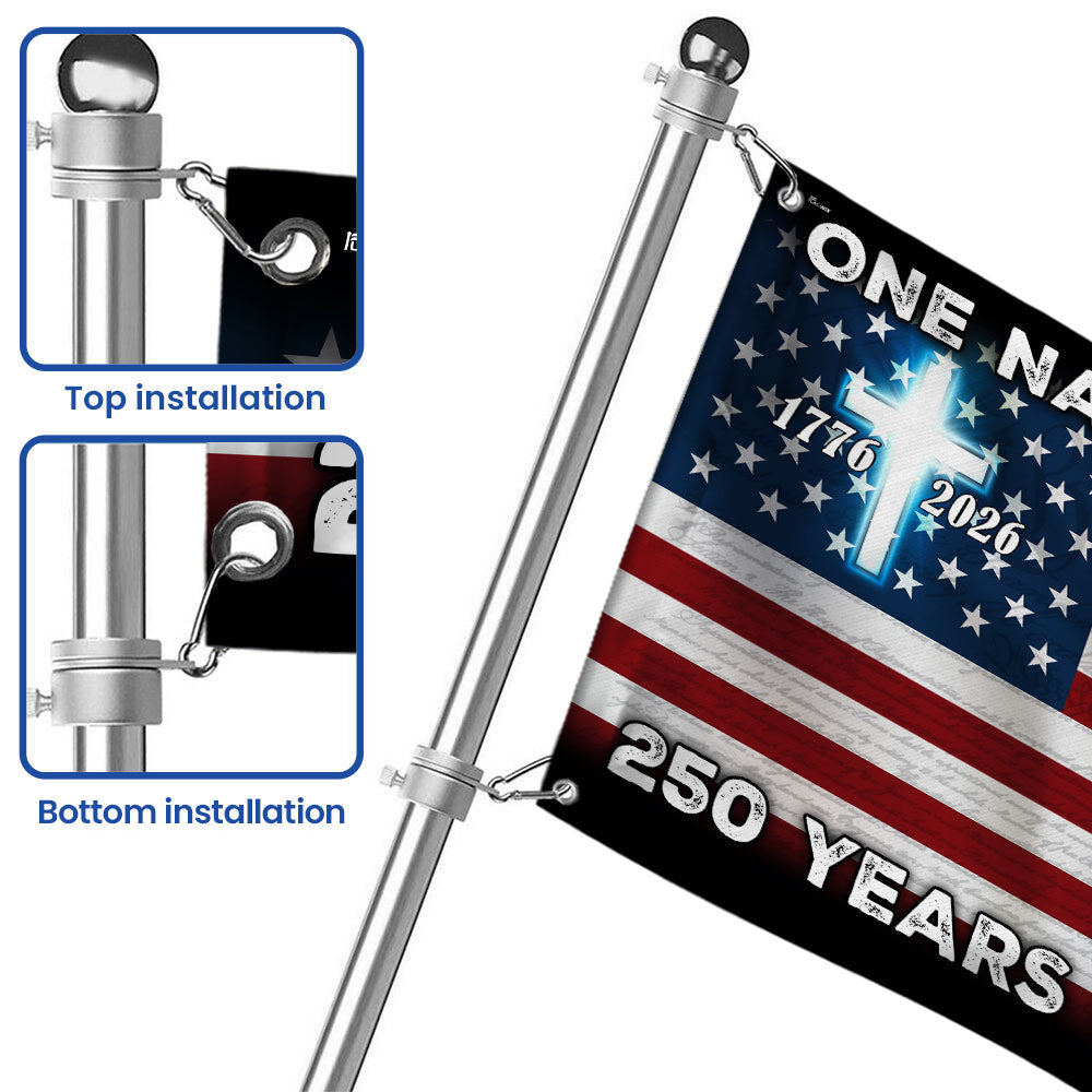 250 Years of Blessing American Grommet Flag, One Nation Under God Eagle Cross Decoration