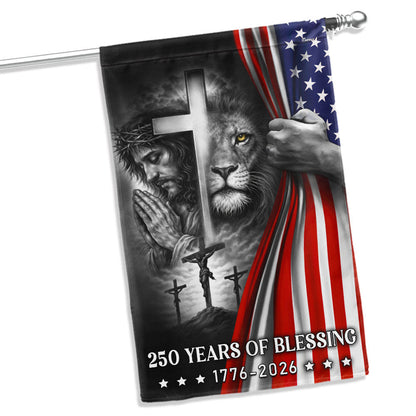 250 Years of Blessing American Flag, Lion Of Judah Jesus God US Flag